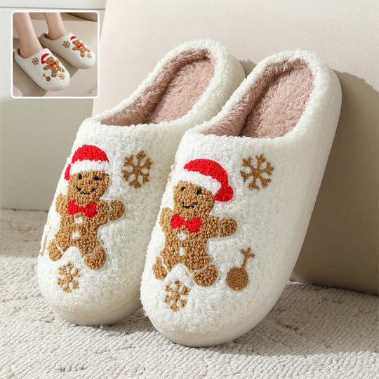 Christmas Snowflake Slippers with plush lining and festive snowflake design.