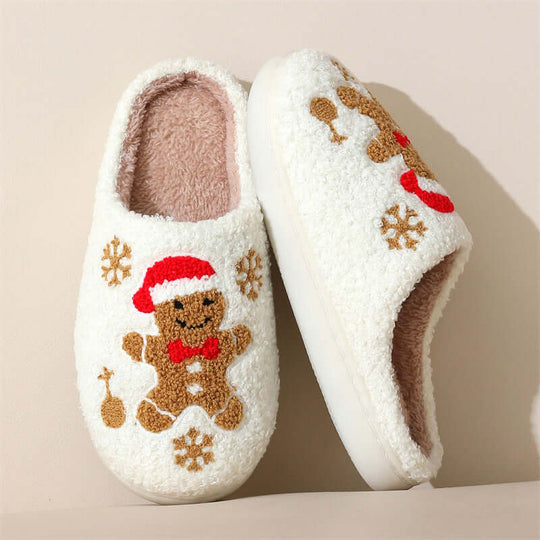 Christmas Snowflake Slippers with plush lining and festive snowflake design.