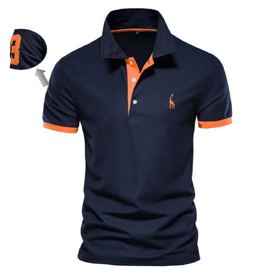 AIOPESON Embroidered Cotton Polo Shirt