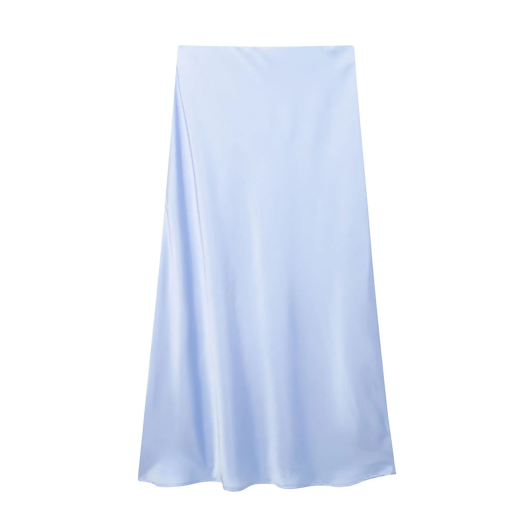 Satin Pleated Midi Skirt