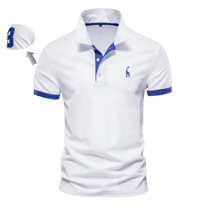 AIOPESON Embroidered Cotton Polo Shirt