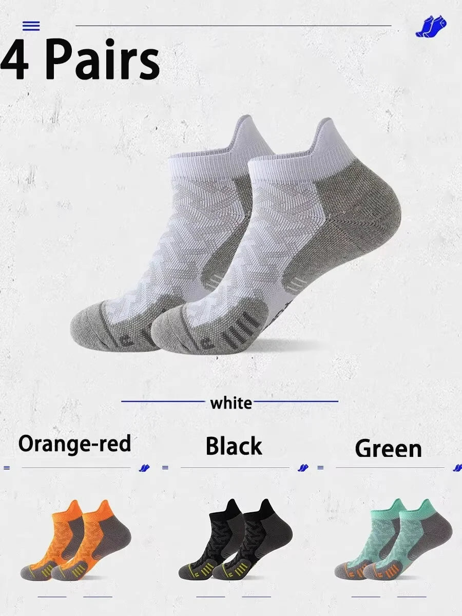 10 Pairs Men's Polyester Boat Socks - Black, White, Grey, Soft & Breathable