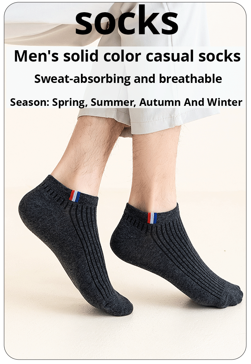 5 Pairs of Lightweight Summer Socks - Breathable & Sweat-Absorbing