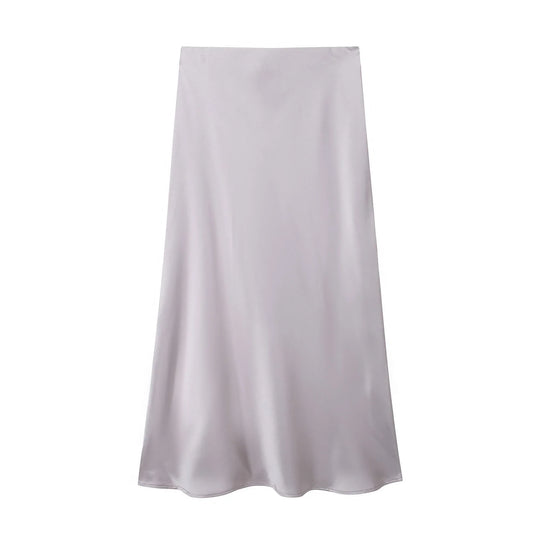 Satin Pleated Midi Skirt