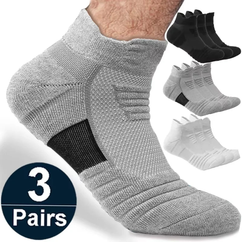 10 Pairs Men's Polyester Boat Socks - Black, White, Grey, Soft & Breathable