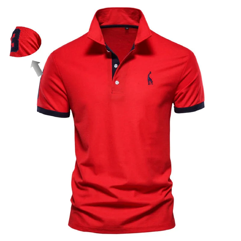 AIOPESON Embroidered Cotton Polo Shirt