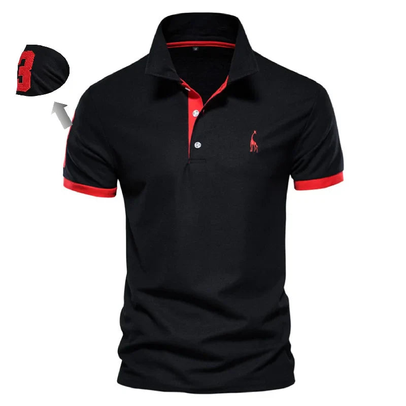 AIOPESON Embroidered Cotton Polo Shirt