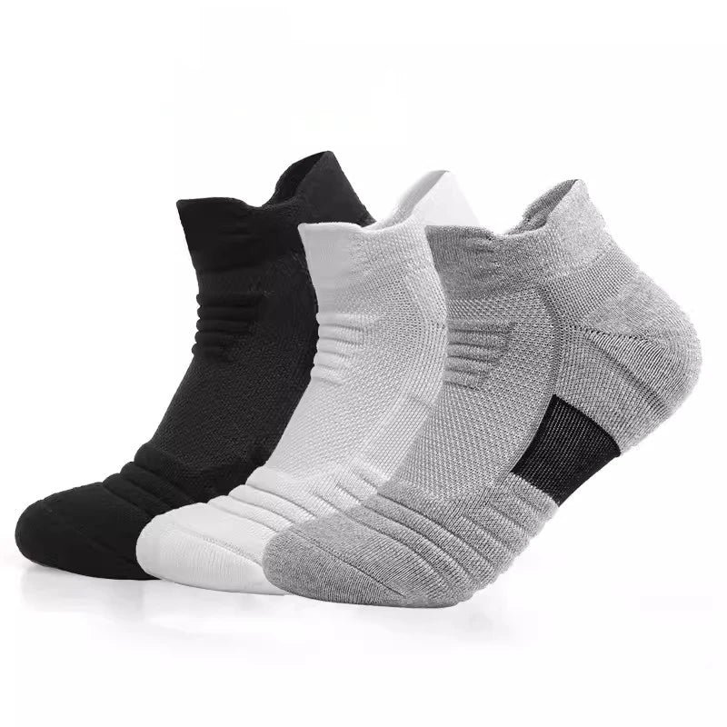 3 Pairs Breathable Mesh Athletic Socks - Cushioned, Moisture-Wicking, Durable for Sports